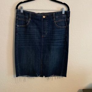 Denim Mini-Mid Pencil Skirt